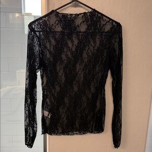 Black Lace Long Sleeve Top - never worn